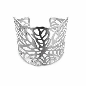Bohemian Wide-cuff Silver-toned Bracelet with Filigree Details